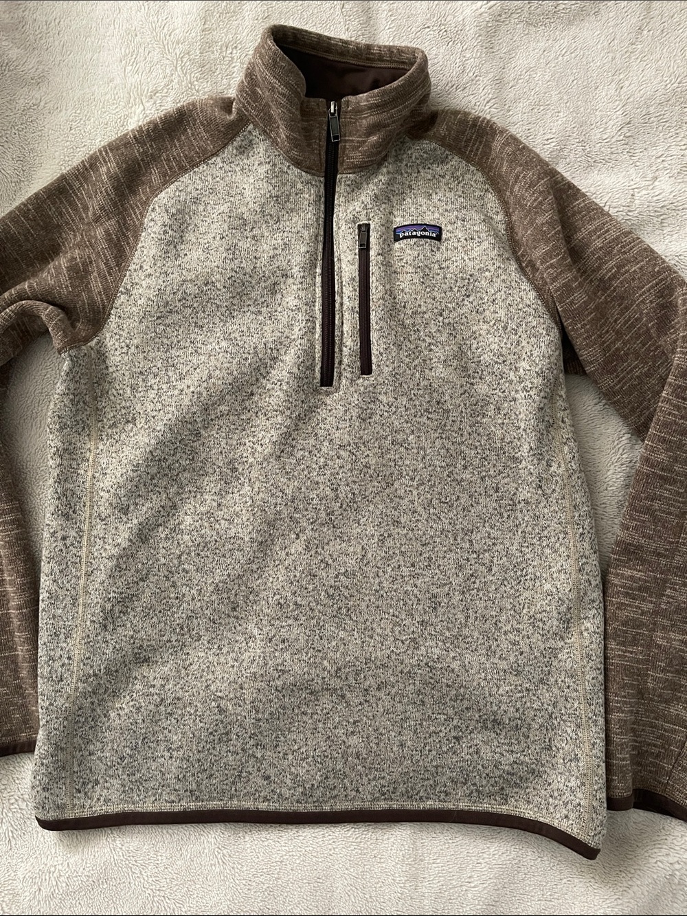 Patagonia Men's Half-Zip Fleece Pullover - Brown and Cream